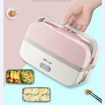 

2L Electric Lunch Box Pluggable Heating Insulation Double Layer Cooking Rice Cooker Preservation Separate Liner