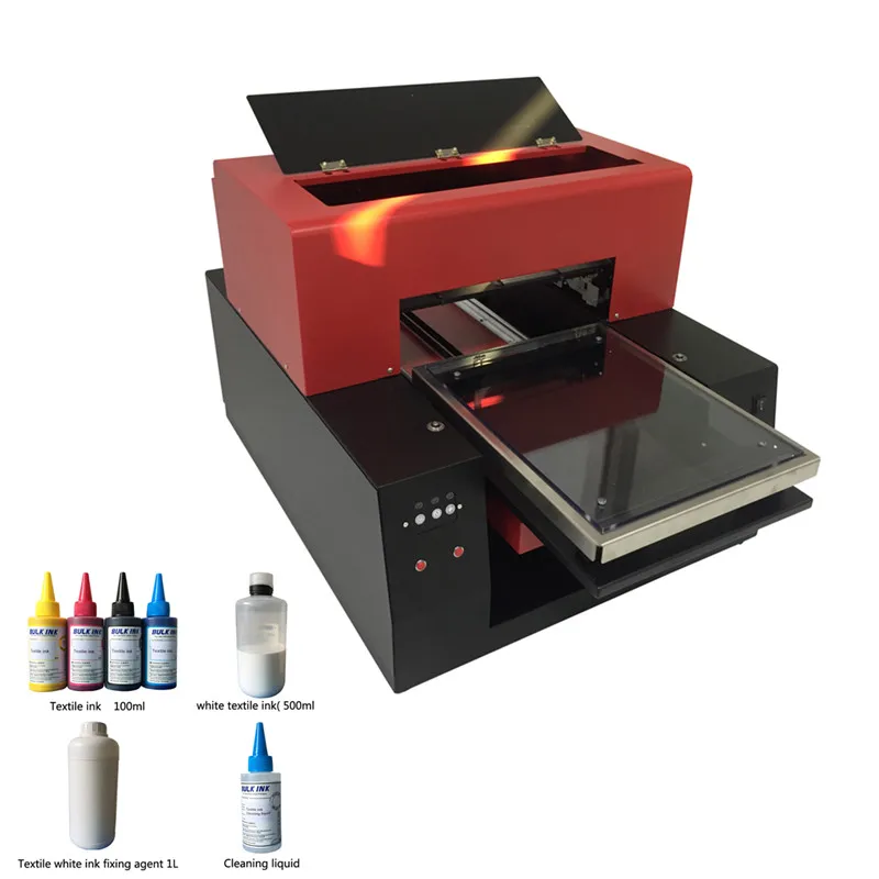 

A3 Textile Flatbed Printer for T-Shirt Printer A3 flatbed dark light t shirt printing machine with smart sensor with ink