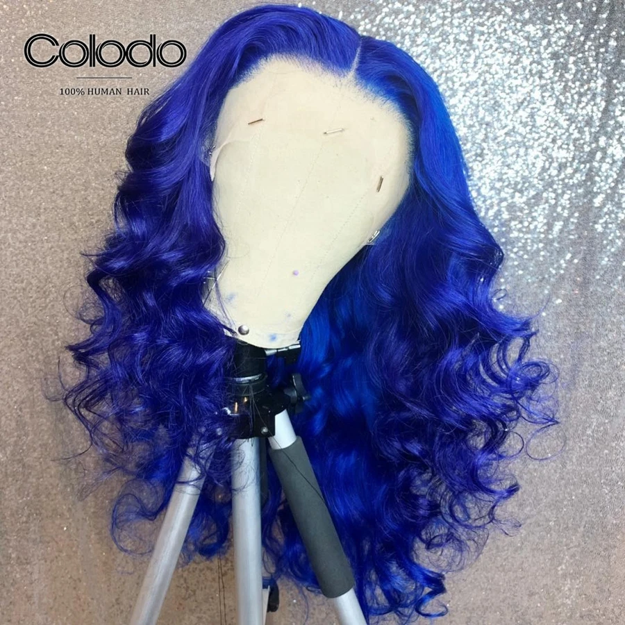 COLODO preprucked серый цвет 13х6 кружева фронта человеческих волос парики Glueless Remy