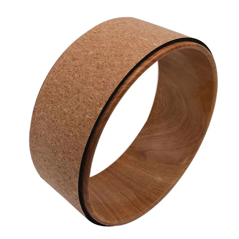 [QUBABOBO] Cork Surface Yoga Circles Pilates Exercise Sports Training Equipment Professional Body Building Fitness Yoga Wheel