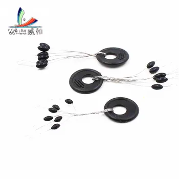 

60 Pcs 10 Groups / Set Black Rubber Stopper Oval Bean Space Fishing Float Bobber Stopper Folat Line Stoppers Bobber Stops