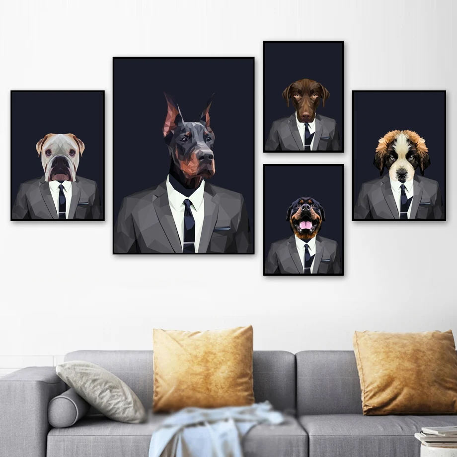 

Fashion Pug Dog Bulldog Wall Art Canvas Painting Nordic Posters And Print Animal Wall Pictures For Living Room Modern Home Decor
