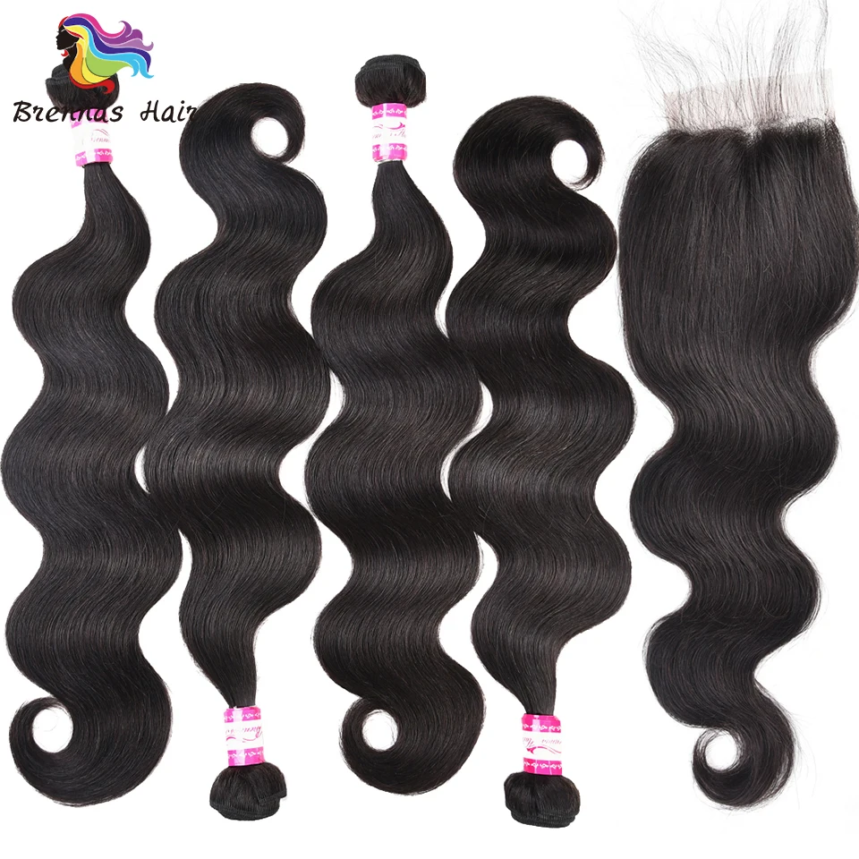 

Malaysian hair bundles with closure natural black color body wave bundles with closure 5pcs/pack human hair extension
