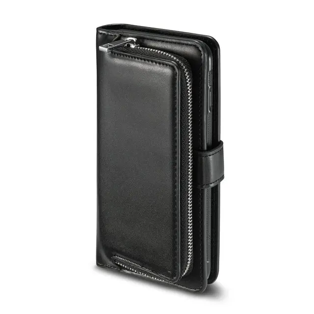 Black case Роскошный кожаный чехол-кошелек для Apple iPhone 6s, чехол для iPhone 6, чехлы-книжки с застежкой-молнией для iPhone 6s Plus, чехол для iPhone6 - Цвет: Black case