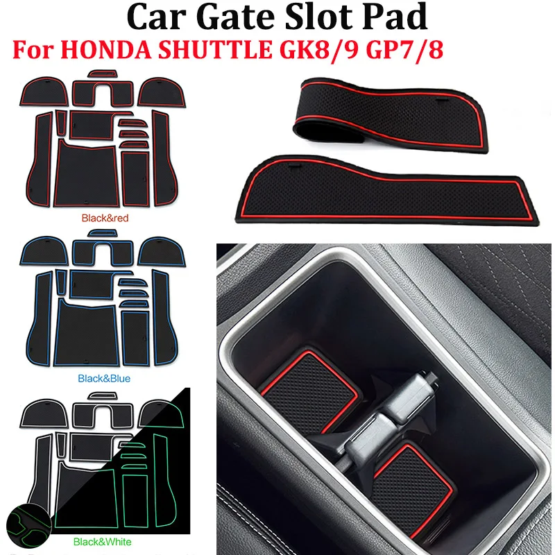 

13pcs 3D Rubber Car Gate Slot Pad Door Pad Luminous Non-Slip Interior Door Pad Cup Mat styling For HONDA SHUTTLE GK8/9 GP7/8