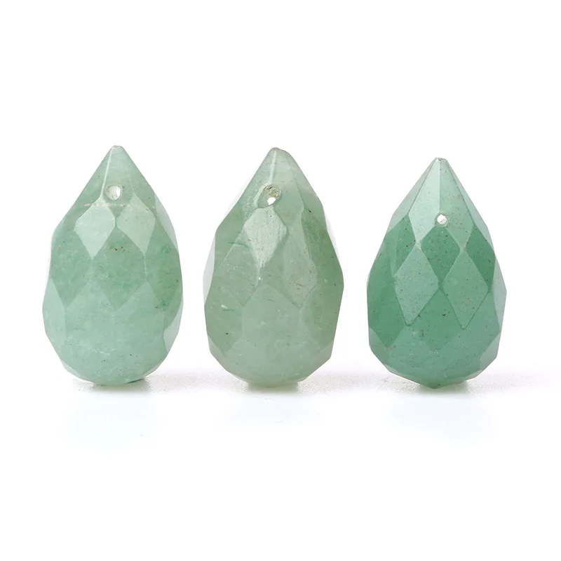 

Natural Stone Beads 12x20mm Water-drop Faceted Crystal Quartz Green Aventurine Loose Beads DIY Fashion Jewelry Finding Accessory