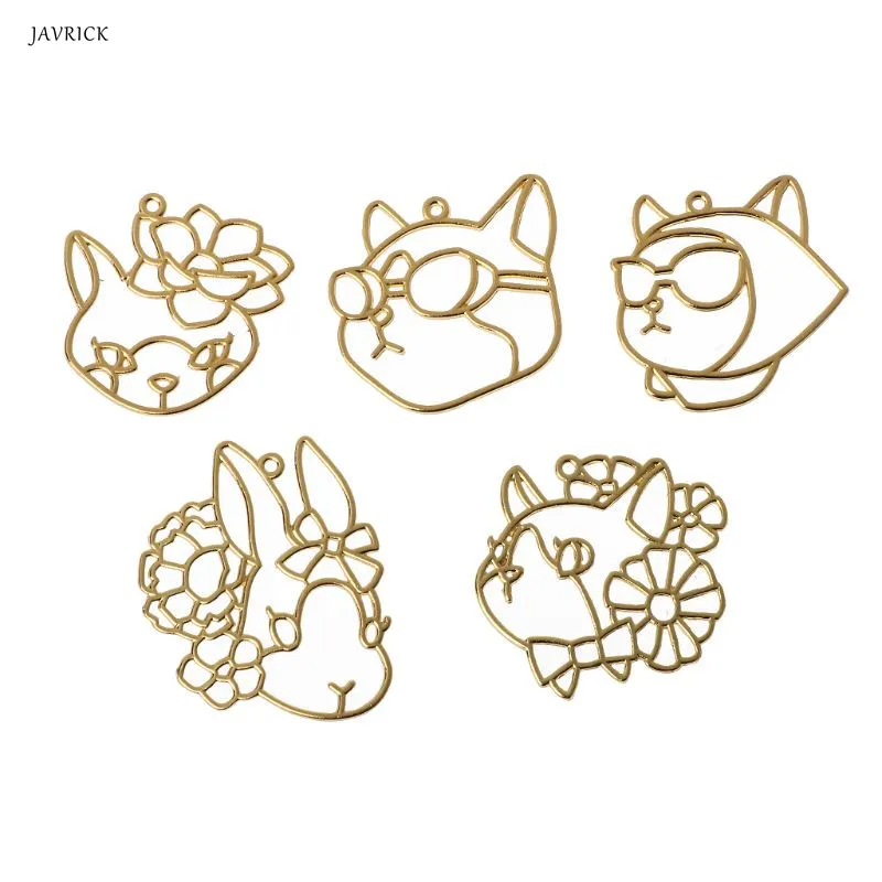 

5Pcs Cartoon Rabbit Cat Frame Pendant Open Bezel Setting UV Resin DIY Jewelry