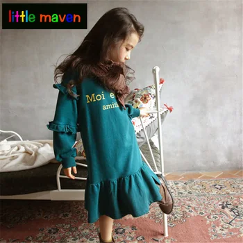 

2019 Korean Style Winter Girls Dress Thicken Warm Long Sleeve Kids Dresses For Big Girls Ruffles Cotton Autumn Children Clothing