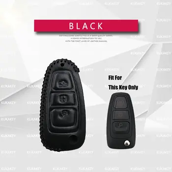 

For Ford Genuine Leather 3 Button Remote Filp Car Key Case Cover For Ford New Focus Ecoboost Fiesta Ecosport Mondeo