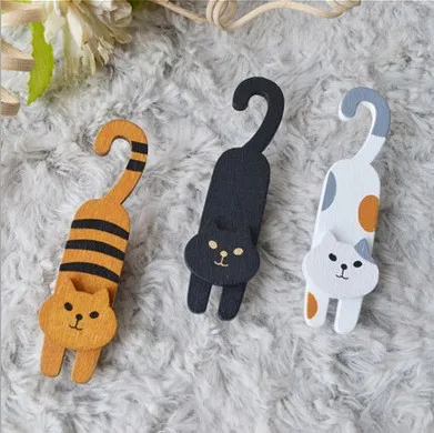 

3pcs/lot Korean Style Cute lovely Naughty little Cat design Wooden Clip For Paper Room Decoration Kids Gift School supplies