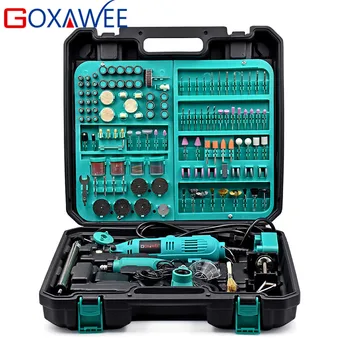 

GOXAWEE 2Pcs Electric Mini Drill Dremel Style Electric Rotary Tool Variable Speed with Accessories Power Tools For Woodworking