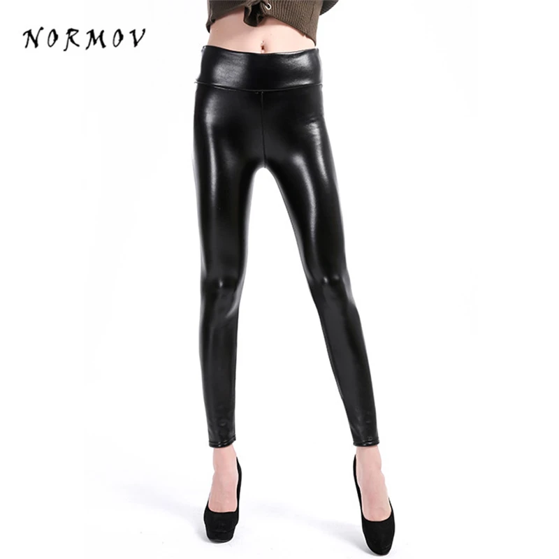 NORMOV 5XL Женские бархатные кожаные брюки теплые зимние леггинсы из искусственной