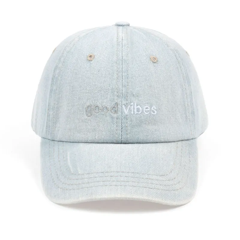 Бренд GOOD VIBES Snapback Кепки стиральная хлопка Бейсбол Кепки для Для мужчин Для женщин Регулируемая Хип-хоп папа шляпа кости гаррос Кепки шляпы - Цвет: Небесно-голубой