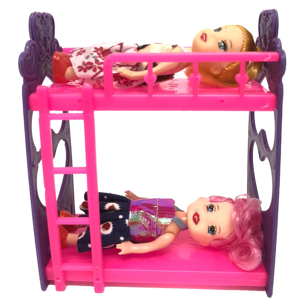 NK один набор кукла аксессуары Супер милый Platic двухъярусная кровать игровой домик игрушки для мини кукольный для Барби Кукла Келли Кукла детские игрушки DZ