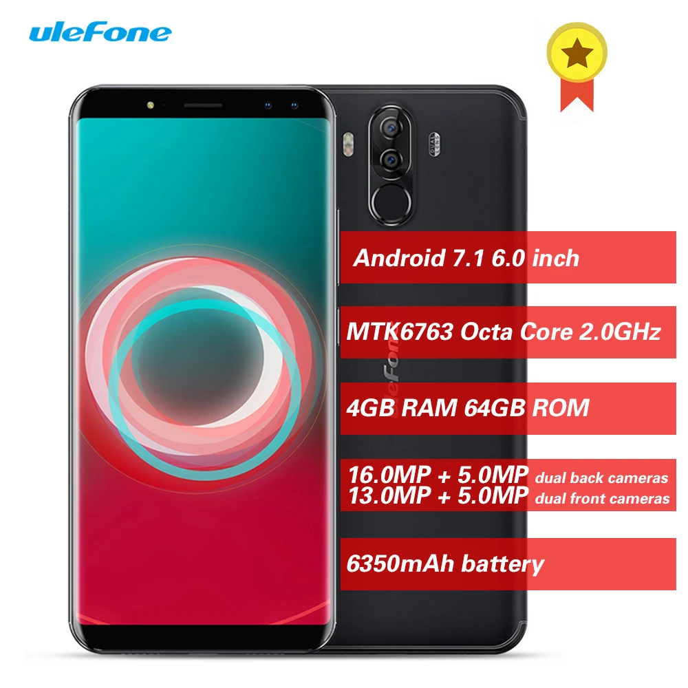 

Ulefone Power 3S 4G Smartphone Android 7.1 6.0 Inch MTK6763 4GB RAM 64GB ROM 4 Screen Face ID Mobile CellPhone
