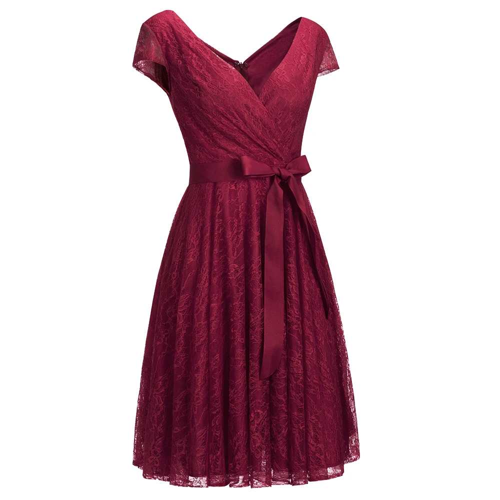 Vestidos coquetel vermelho sem manga, elegante vestido