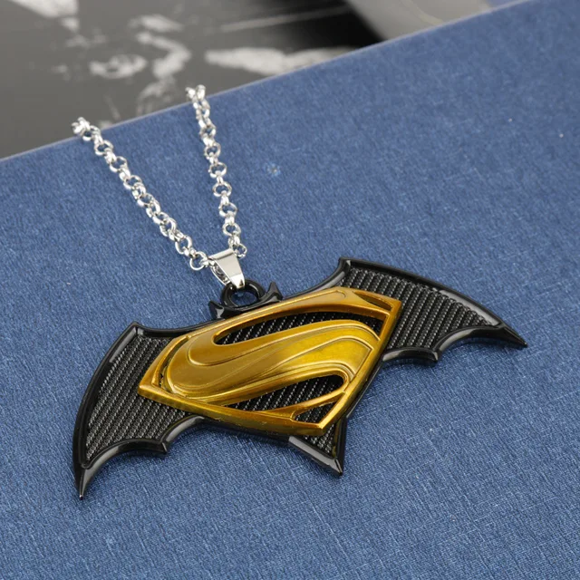 SEDmart Mens Necklace Superman&Batman Chain Stainless Steel Red Gold