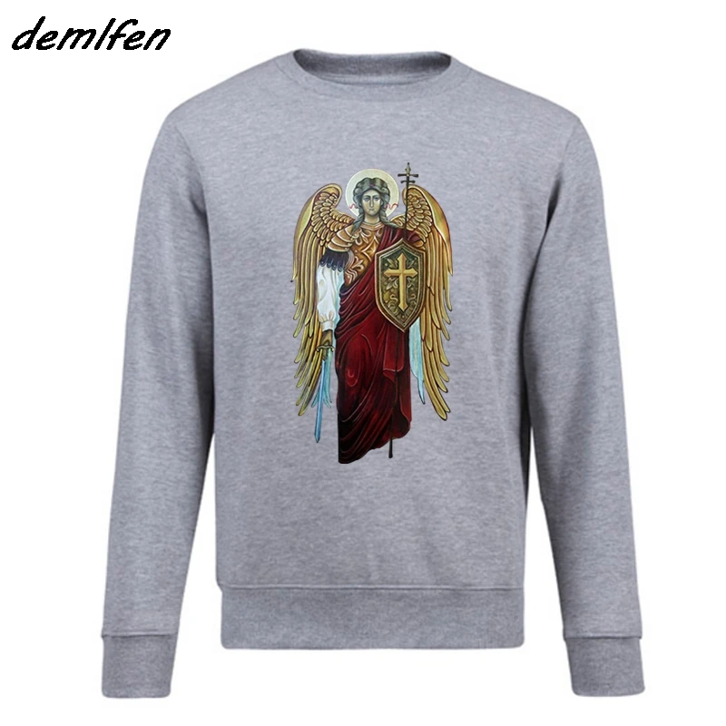 

Saint Michael The Archangel Knight Of God Catholic Christian Hoodie Men Pullover Fleece Sweatshirt Hip Hop Coat Tops