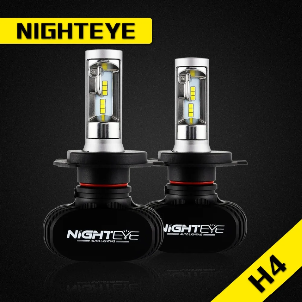 

NIGHTEYE 2Pcs H4 50W 8000LM 6500K CSP LED Car Headlight Conversion Kit Fog Lamp Bulb DRL COB High Low Beam Auto Car Led Lights
