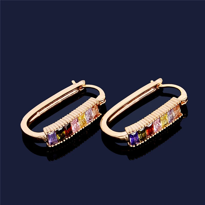 

MISANANRYNE 2 Colors Fashion Jewelry Gold Color Multicolor Crystal AAA Zirconia & CZ Fine Women Hoop Earrings