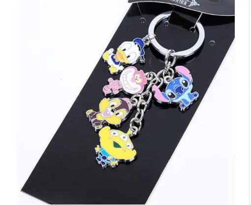 

New 1 set 5set 10set Cartoon Stitch chipmunk Donald Duck Alice cat Keychain Jewelry Accessories Key Chains Pendant Gifts Favors