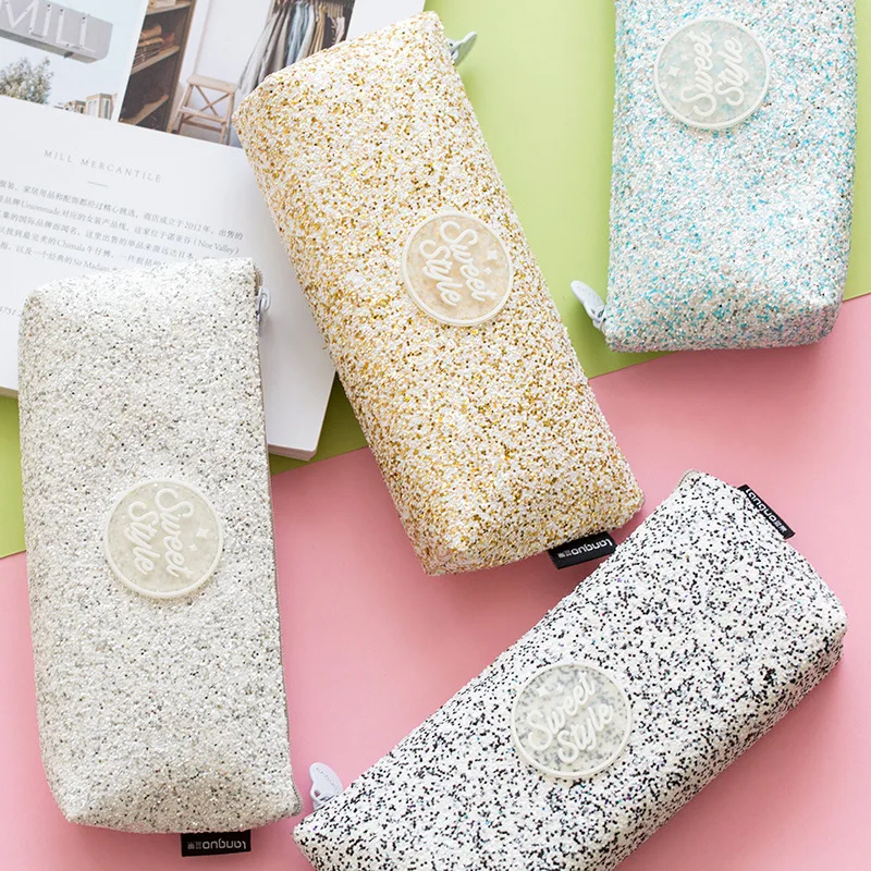 

Sweet Style Star's Key Shining PU Large Pencil Case Stationery Storage Organizer Bag School Office Supply Escolar