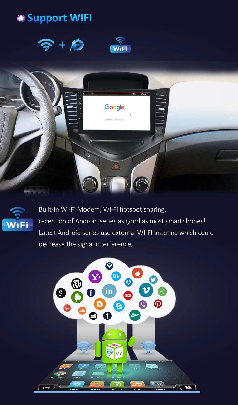 Cheap 2 din android 9.0 for chevrolet cruze 2009 2010 2011 2012 2013 2014 with gps wifi mirror link free rear view camera,map,canbus 42