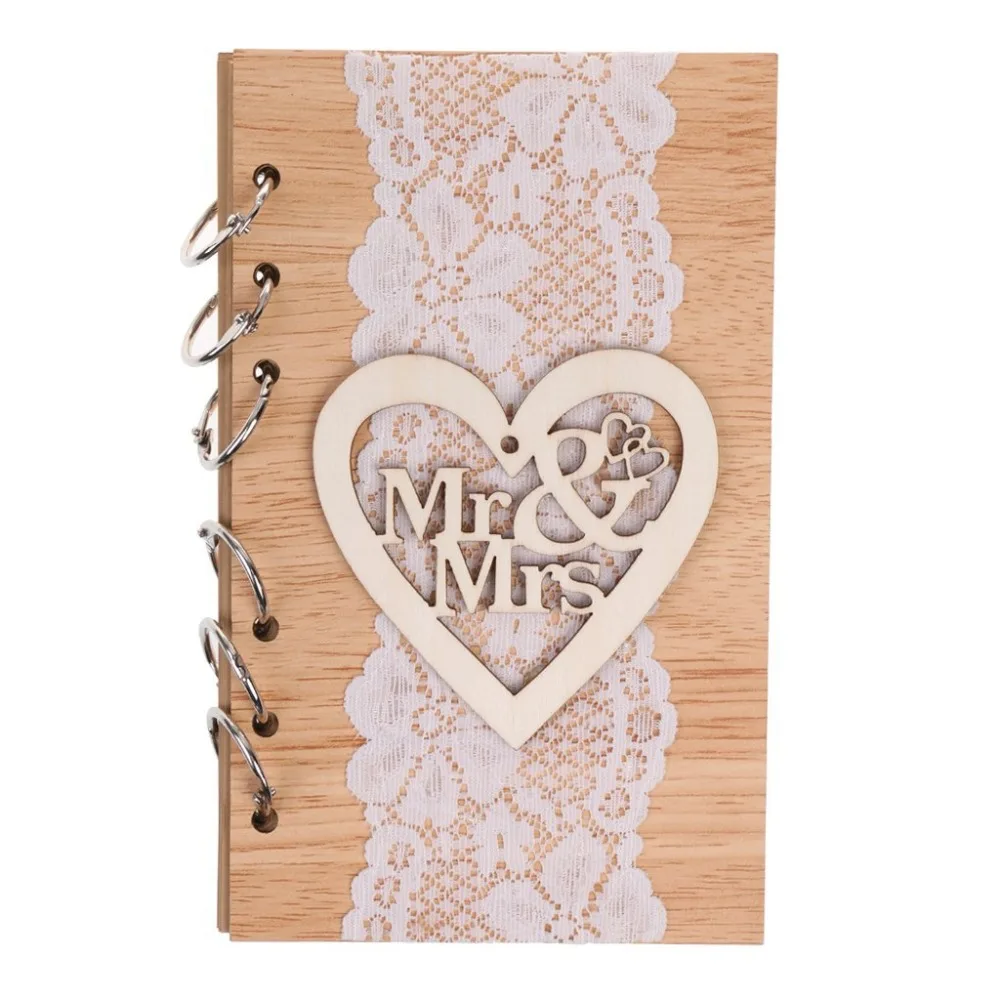 35 листов, деревянный Свадебный фотоальбом, записная книжка индивидуального стиля ручной работы, MR& MRS LOVE, резьба по дереву, Свадебный фотоальбом с отрывными листами