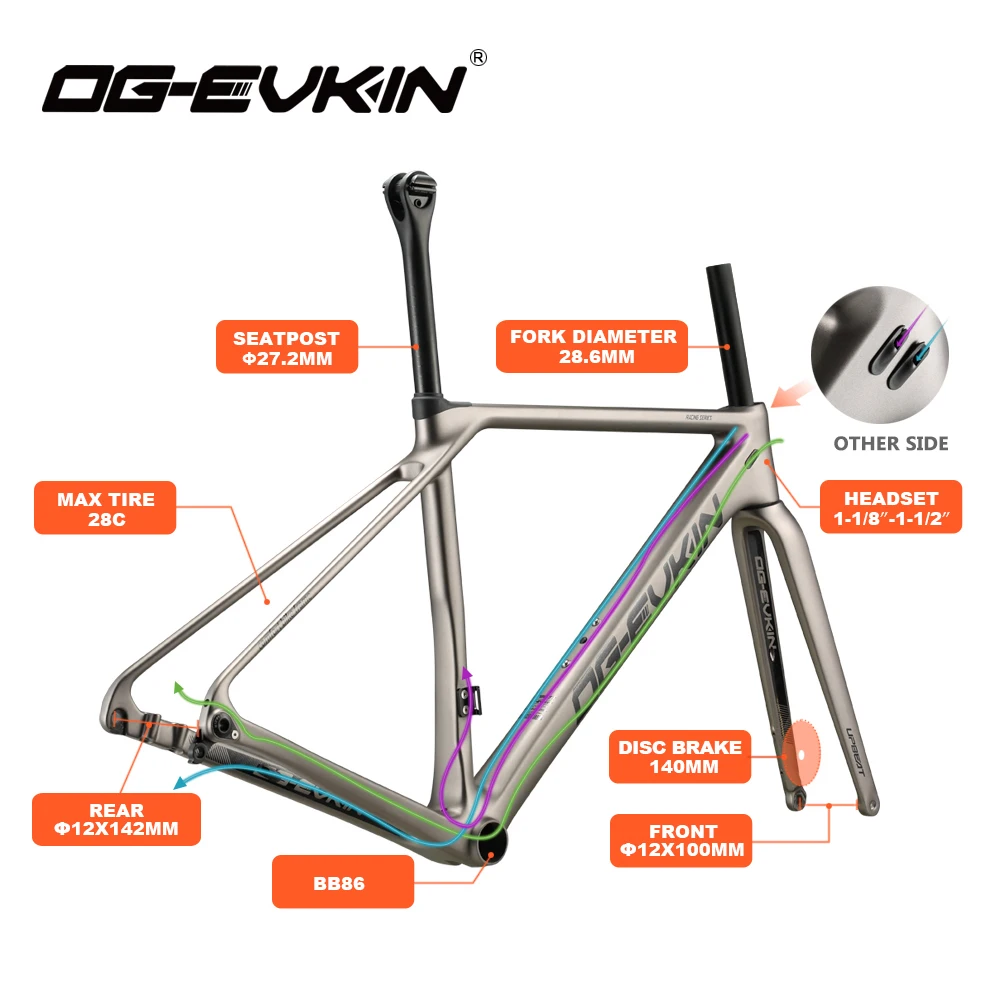 Discount OG-EVKIN CF-025 Carbon Road Frame Disc Brake BB86 Bicycle Frame Carbon Framework Di2/Mechanical SuperLight 1050g Road Bike Frame 2 Discount OG-EVKIN CF-025 Carbon Road Frame Disc Brake BB86 Bicycle Frame Carbon Framework Di2/Mechanical SuperLight 1050g Road Bike Frame 2