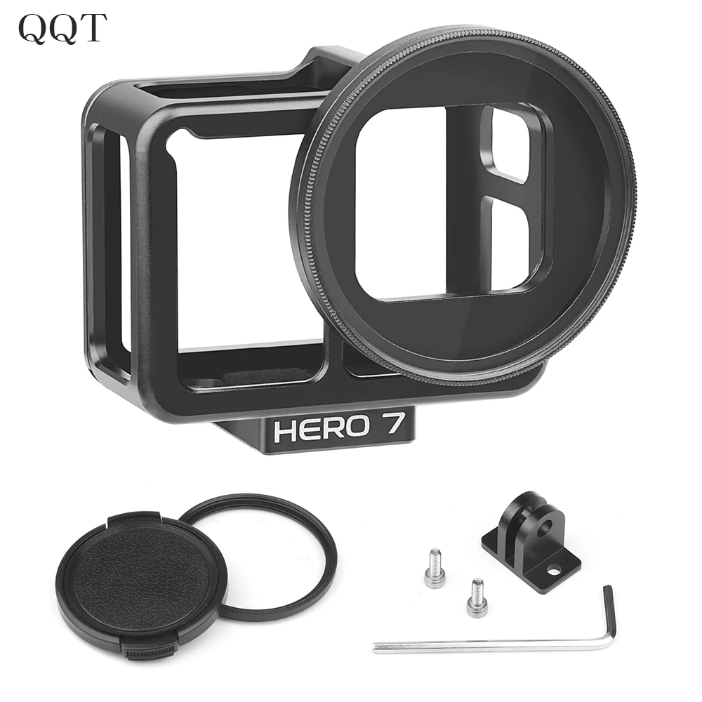 

QQT Camera Protection Frame for Gopro 7 Aluminum Alloy Metal Cage, Action Camera Accessories with hot Shoe for Hero 6 5