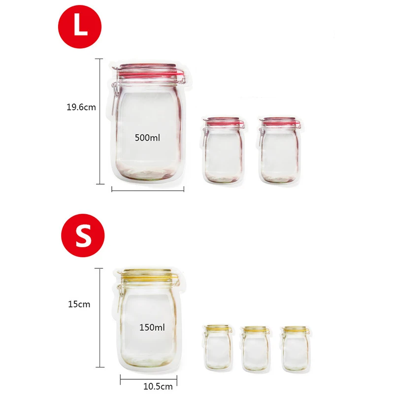 7 шт. Mason Jar с узором, сумки для хранения продуктов, набор, кухонный органайзер, детские закуски, закуски, свежие сумки, сумки для хранения продуктов