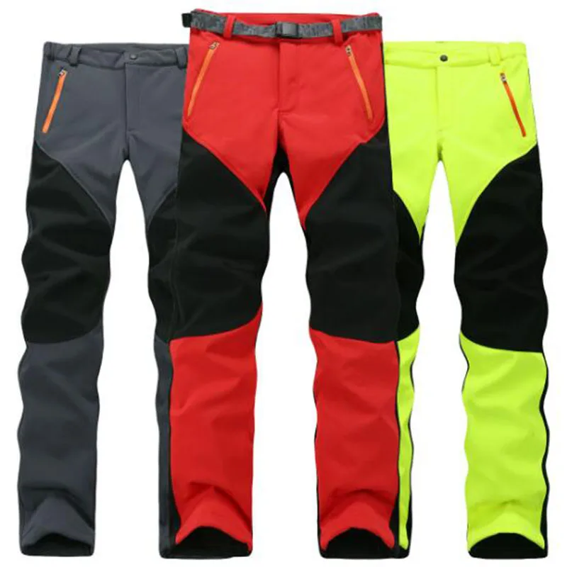 Outdoor Winter Men Thick Warm Fleece Hiking Pants Softshell Trousers ...