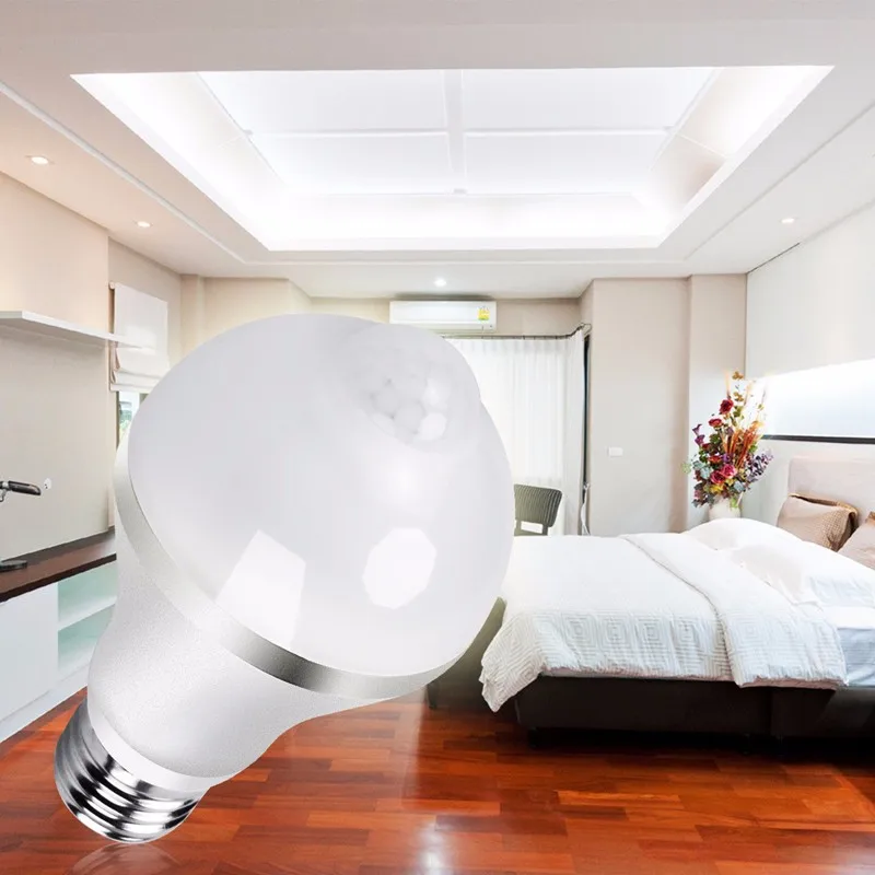 Led 5W PIR With Motion Sensor Light Lamp E27 110V220V230V Auto Smart Led PIR Infrared Body Bulb Bombillas Led for Gate Stairs (2)