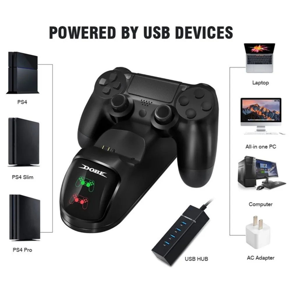 Быстрая зарядка док двумя контроллерами Зарядное устройство станции геймпад стенд держатель базы для Игровые приставки 4 PS4/Pro/Slim