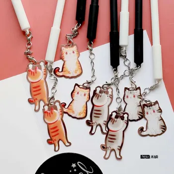 

36 pcs/lot Cute Cat Pendant Gel Pen Cartoon black ink Signature Pen Escolar Papelaria School Office writing Supplies