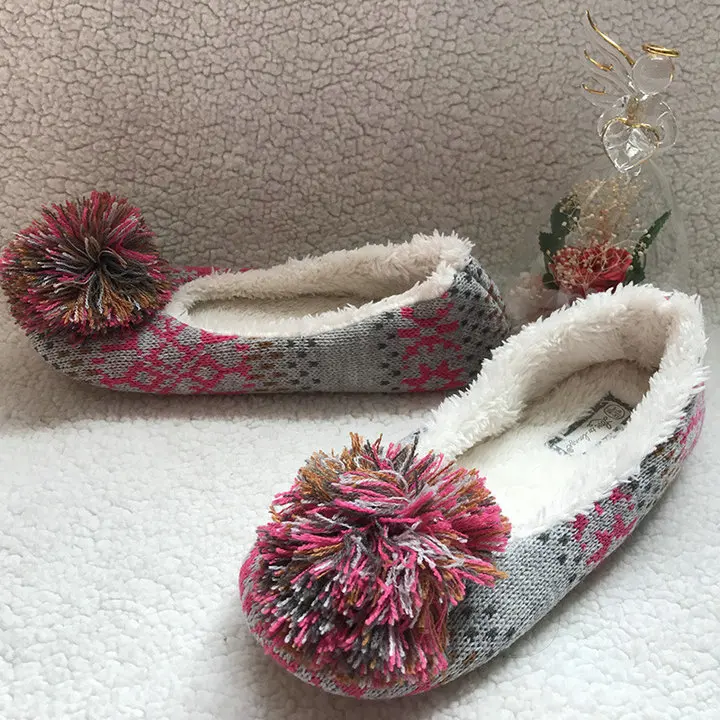 Women's Comfort House Indoor Slippers Home Winter Warm Cotton Texitle knit home adult plush slippers ladies Shoes Sandals (2)