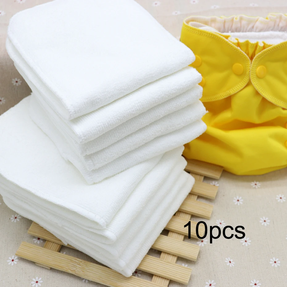 

10pcs/lot Absorption Cloth Diaper Inserts 3 layer Washable Reusable Baby Cloth Diaper Nappies Eco Soft Breathable Inserts Liner