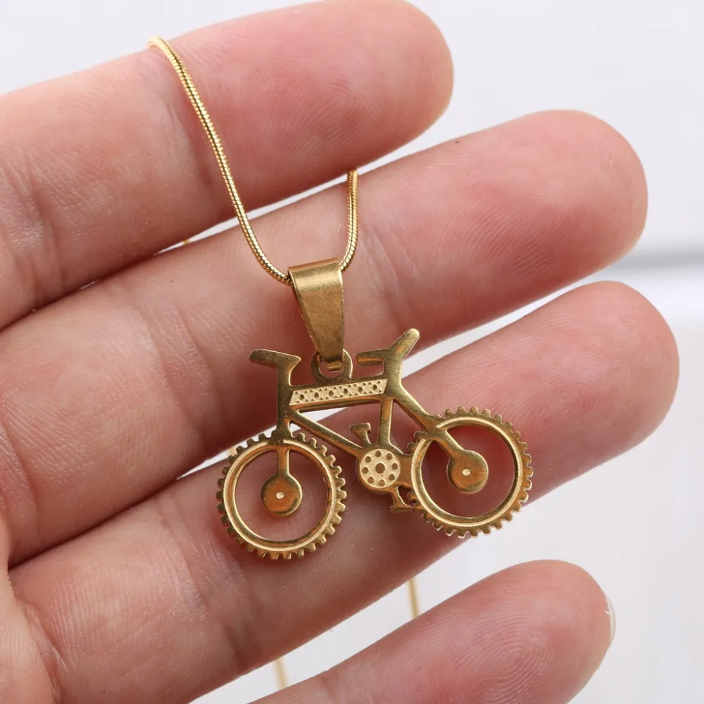 

reidgaller stainless steel cute bicycle bike pendant necklace women fashion jewelry