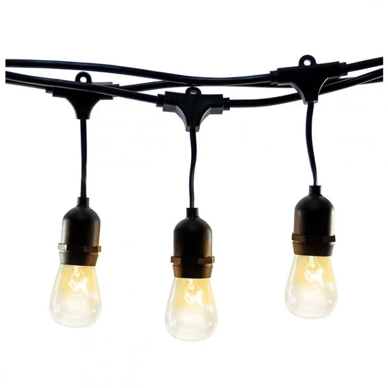 

48FT Outdoor Light E27 S14 Edison Bulb included Christmas Waterproof Connectable LED String Light
