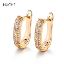 

HUCHE Earings Fashion Jewelry 2016 Huggie Hoops Earrings for Womens 18K Gold Plated Crystal Zircon Earrings Jewellery AE030