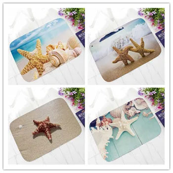 

Starfish Printed Welcome Entrance Mats Ansorbent Bathroom Kitchen Carpets Doormats Anti-Slip Bedside Rug And Foot Pads