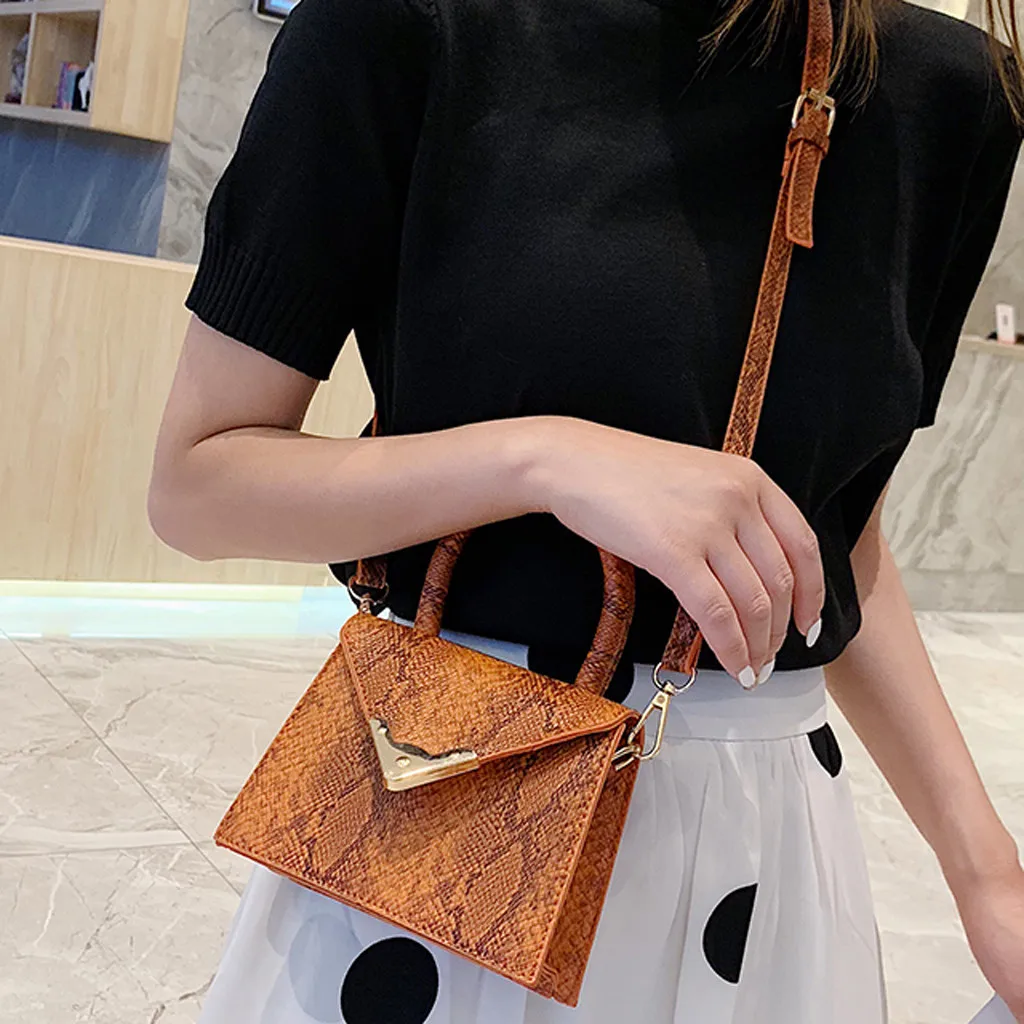 

Women's Handbags Retro Fashion Serpentine PU Leather Crossbody Bags Hasp Hobos Messenger Bags Versatile Soft Handle Bags #T