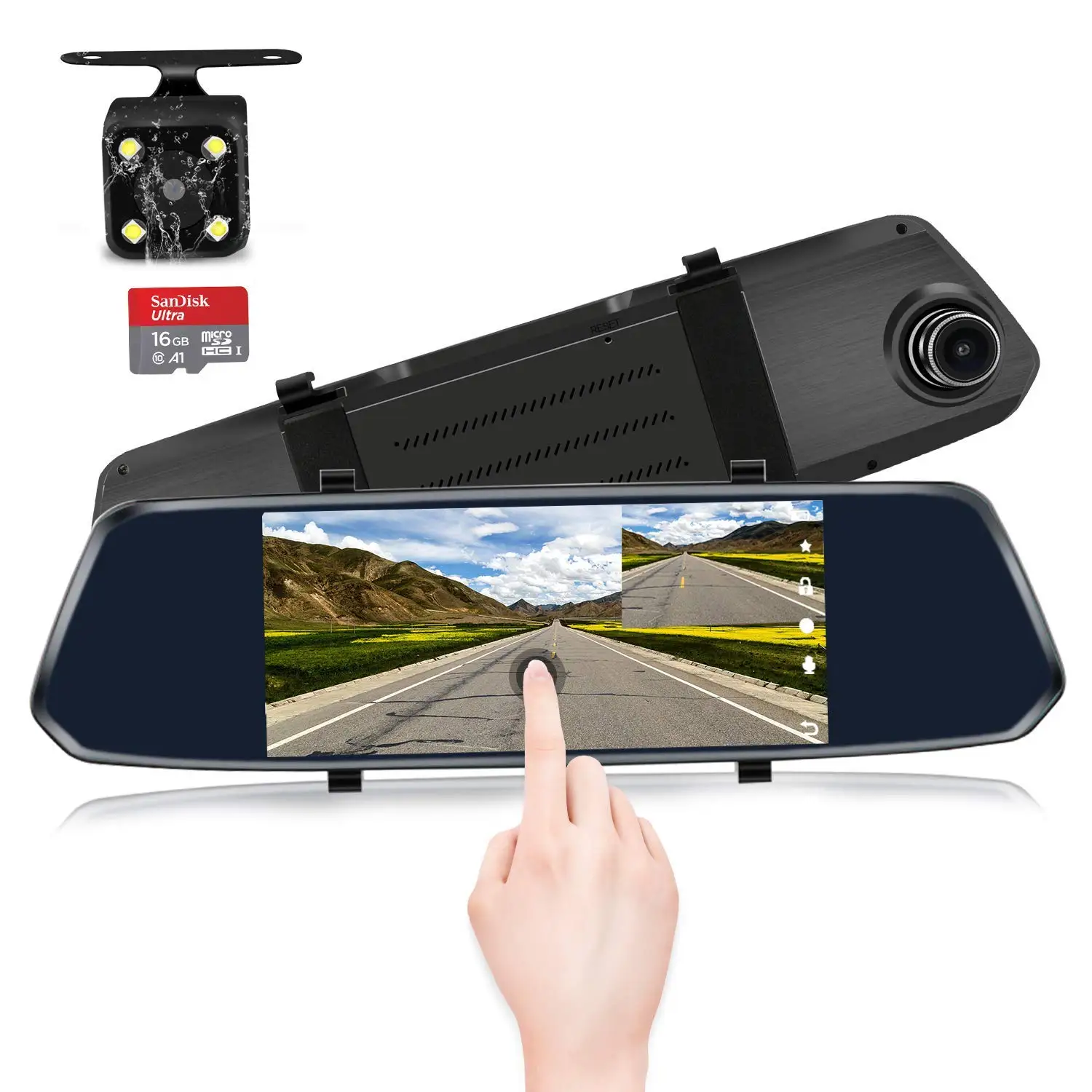 Dashcam 360 камера заднего вида, Автомобильный видеорегистратор " с двумя объективами, видеорегистратор, зеркальный видеорегистратор, Hd камера заднего вида, камера ночного видения, видеорегистратор