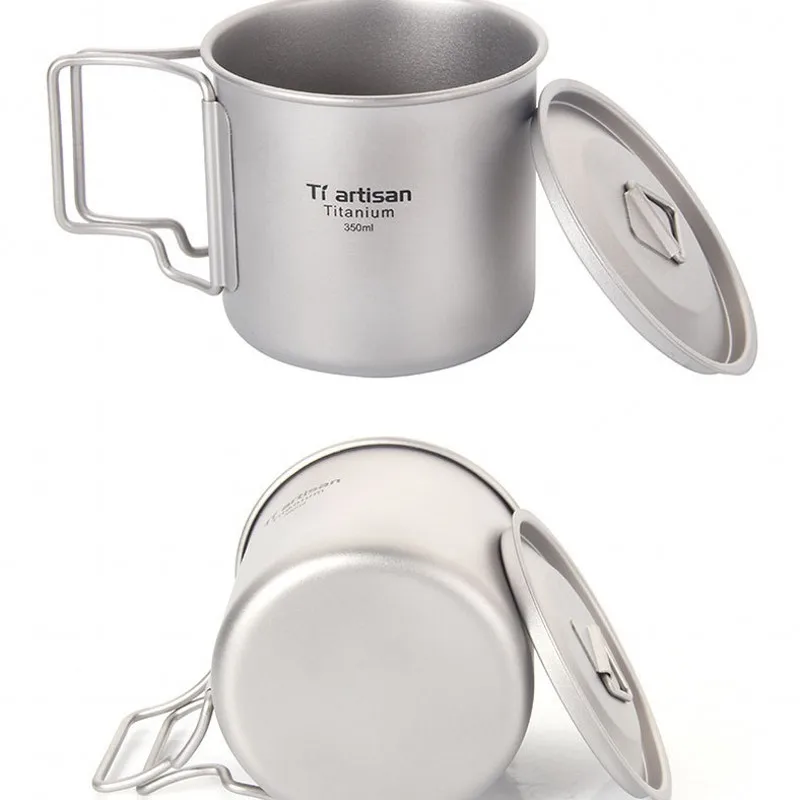 Ultra light titanium cup mug flower pot outdoor tableware camping cup picnic cup mug coffee tea with lid folding handle,350ml Ultra light titanium cup mug flower pot outdoor tableware camping cup picnic cup mug coffee tea with lid folding handle,350ml