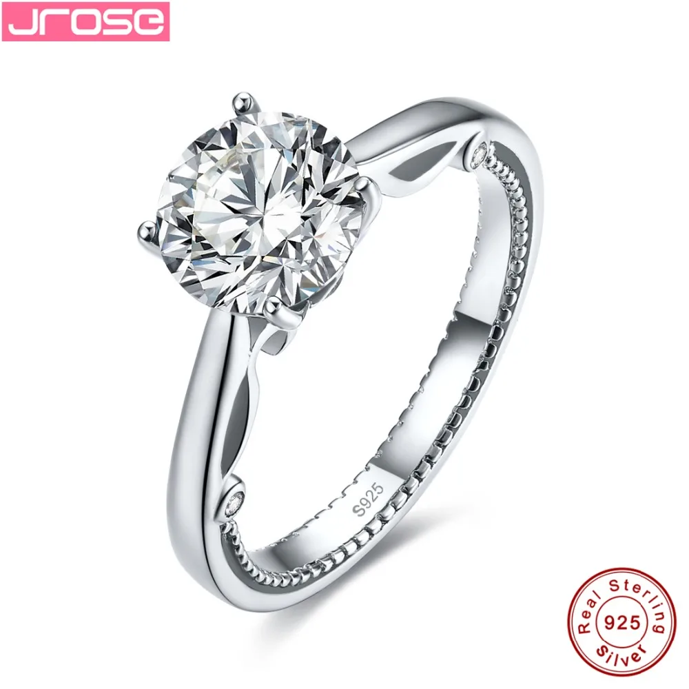 

Jrose Wholesale Authentic 925 Sterling Silver Sparkling White CZ Ring for Women Wedding Jewelry Finger Rings for Lover
