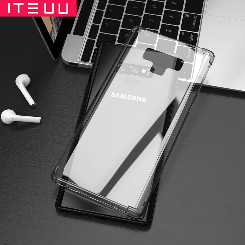 ITEUU TPU супер противоударный чехол для samsung Galaxy Note 9, Противоударная подушка безопасности, прозрачная HD Задняя крышка для samsung Note9