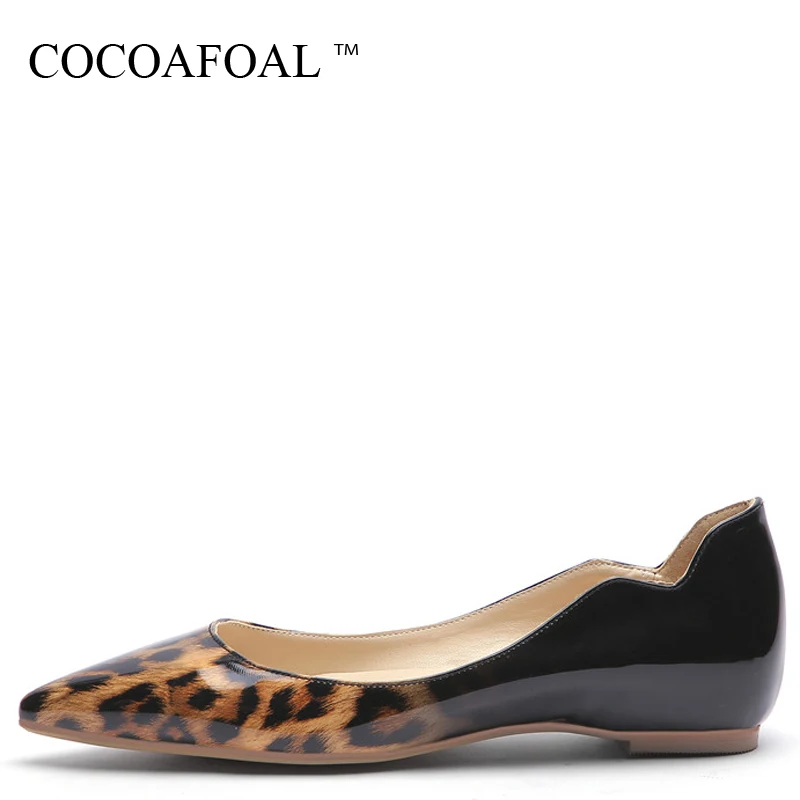 

COCOAFOAL Leopard Print Women's Platform Shoes Pointed Toe Flats Spring Autumn Shallow Platform Ballet Shoes Plus Size 43 44 45