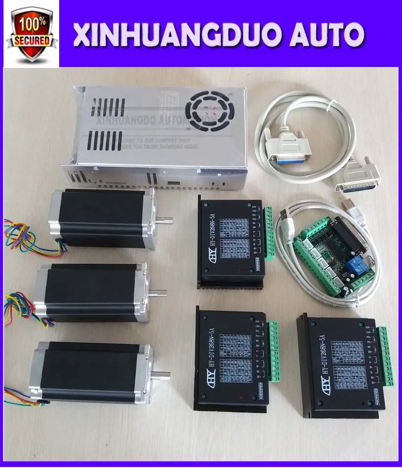 

CNC Router Kit 3 Axis, 3pcs 1 axis TB6600 driver +one interface board + 3pcs Nema23 425 Oz-in stepper motor + one power supply