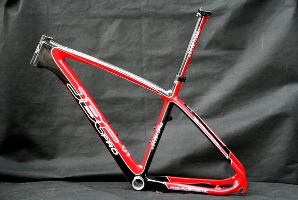 Discount JBC Lightning Carbon MONOCOQUE MTB Frame with Seat Post and BB30 17" 18" RED color 2