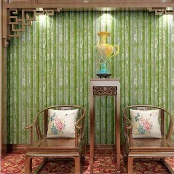 

Free Shipping Chinese classical green bamboo forest wallpaper farmhouse restaurant bedroom living room TV background wallpaper